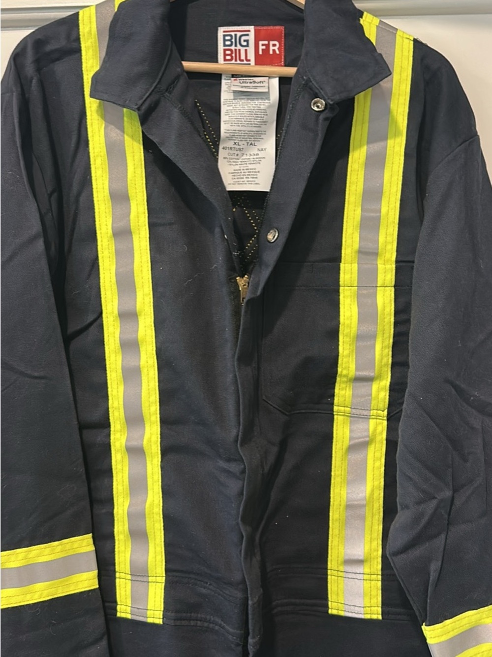 Big Bill Men’s Navy High-Visibility Coverall with Yellow Reflective Stripes